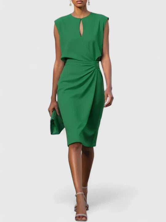 Sophisticated women's dress featuring a sleek cut and versatile elegance, available in classic black and white. 2