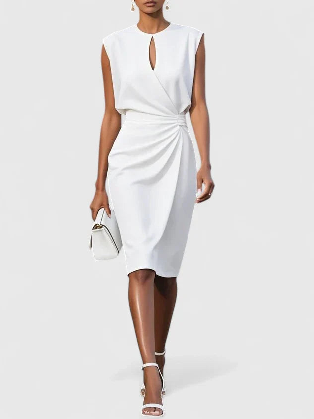 Sophisticated women's dress featuring a sleek cut and versatile elegance, available in classic black and white. 6