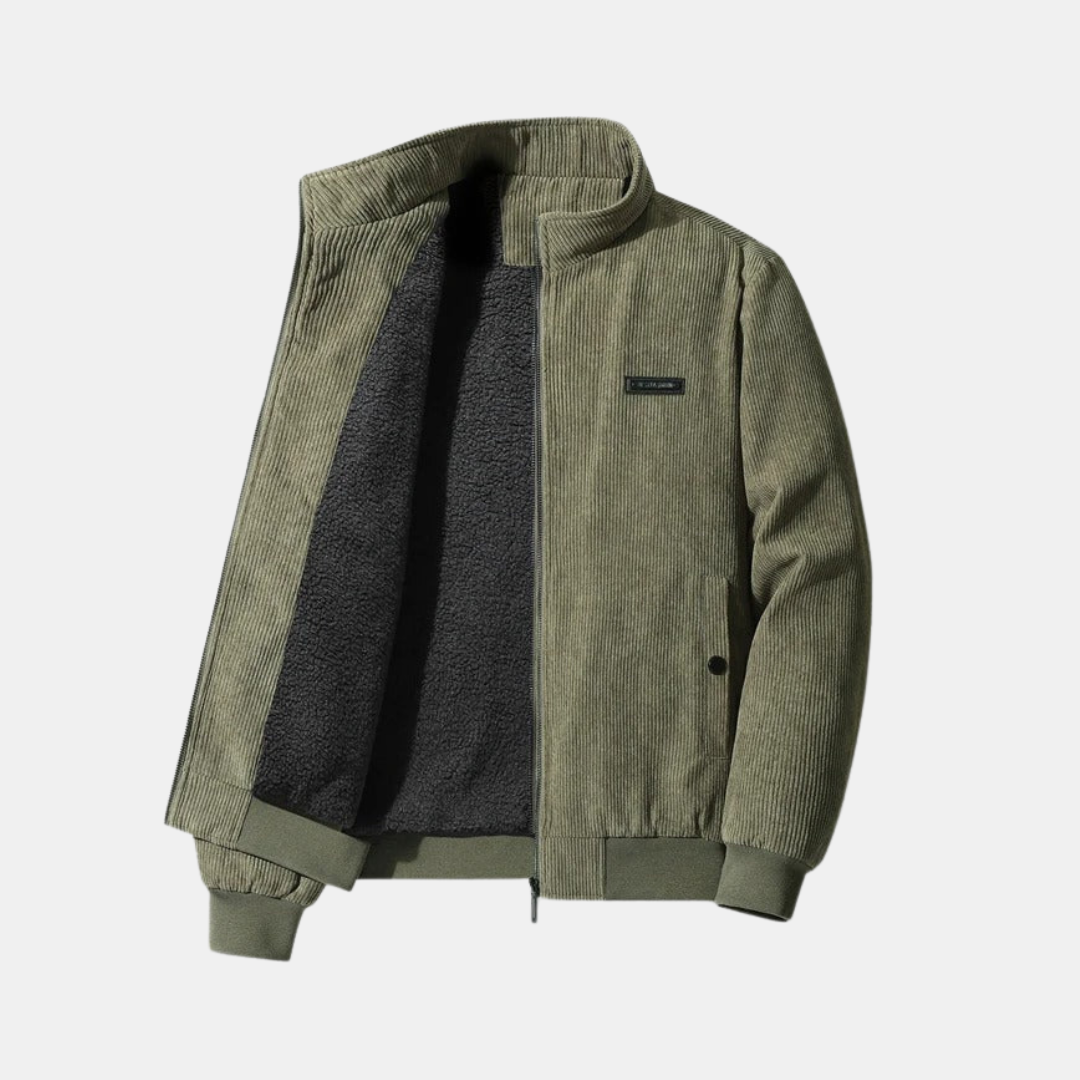 Men’s Corded Style Bomber Jacket With Stand Collar