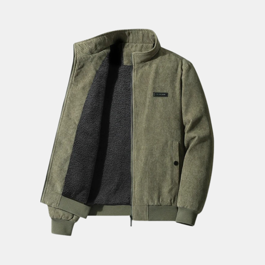 Men’s Corded Style Bomber Jacket With Stand Collar