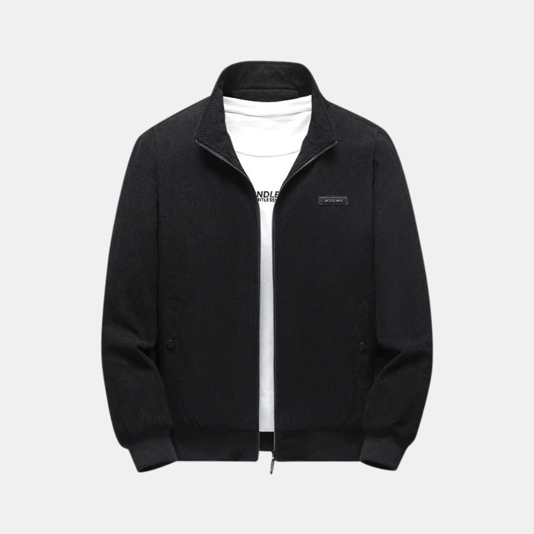 Men’s Corded Style Bomber Jacket With Stand Collar