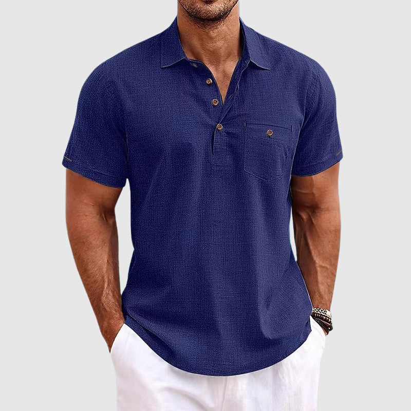 Men's Button Polo Shirt With Side Pocket
