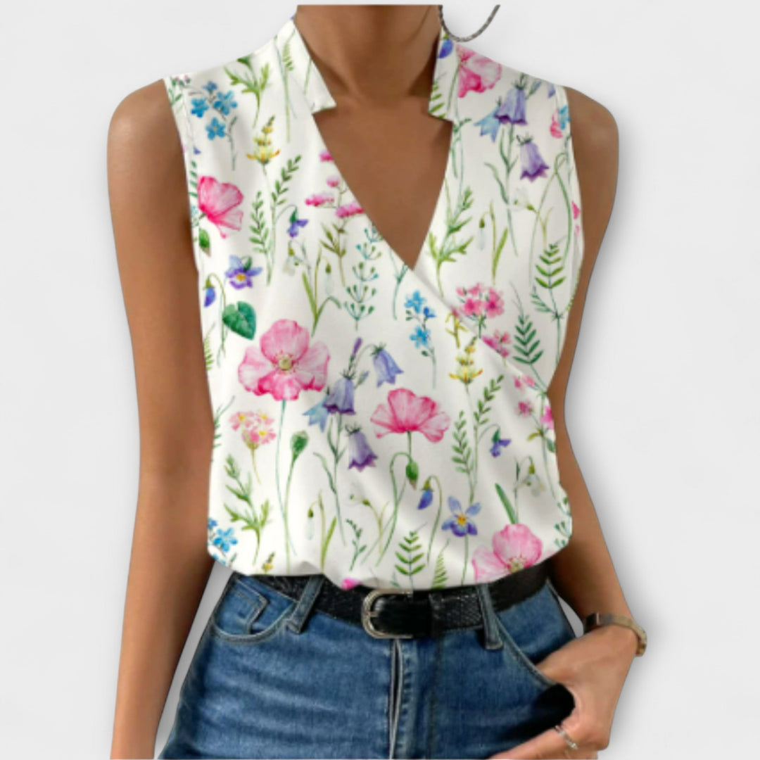 Sofia | Wrap Sleeveless Collared Blouse