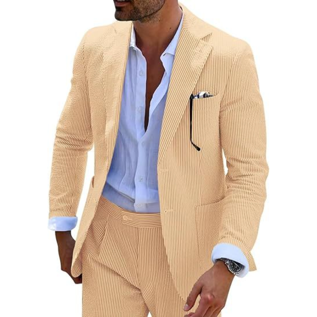 Men's Striped Double Breasted Wedding Guest Suit