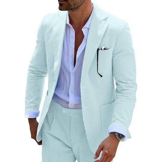 Men's Striped Double Breasted Wedding Guest Suit