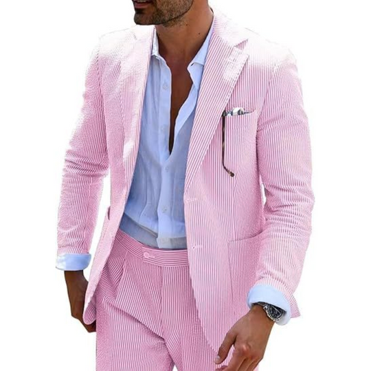 Men's Striped Double Breasted Wedding Guest Suit