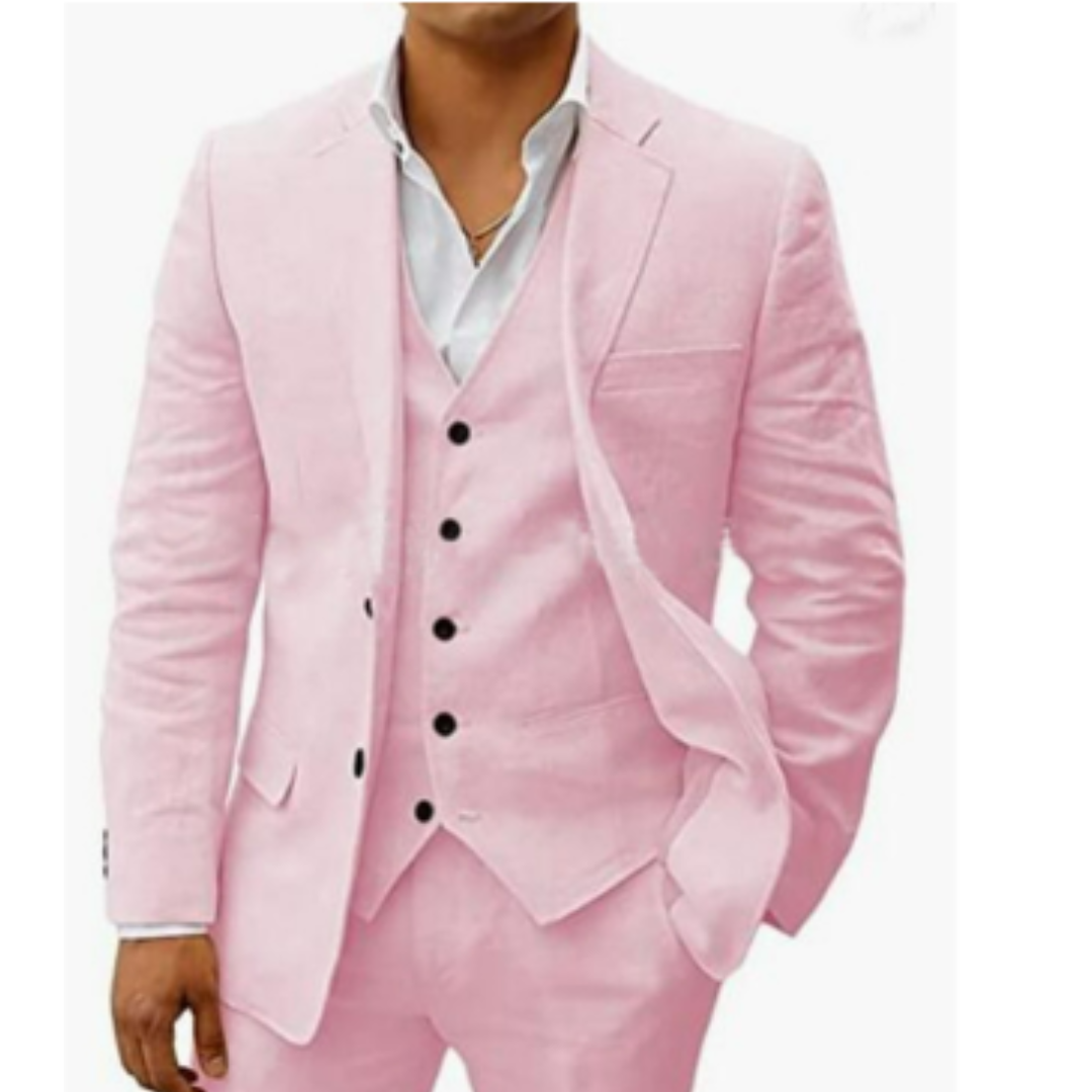 Men's 3-Piece Button Wedding Guest Suit