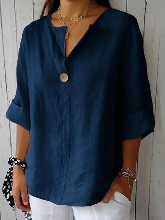 Women's 3/4 Sleeve V-Neck Blouse