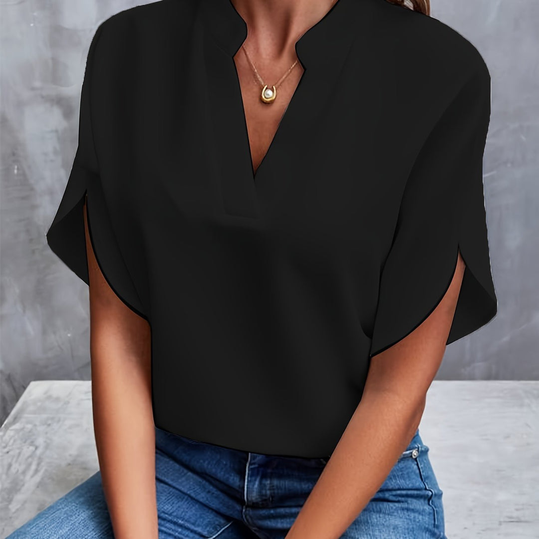 Women's Relaxed Fit V-Neck Short Sleeve Top