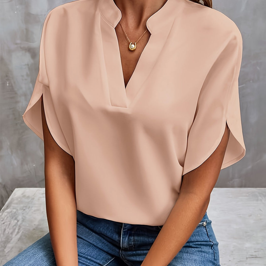 Women's Relaxed Fit V-Neck Short Sleeve Top