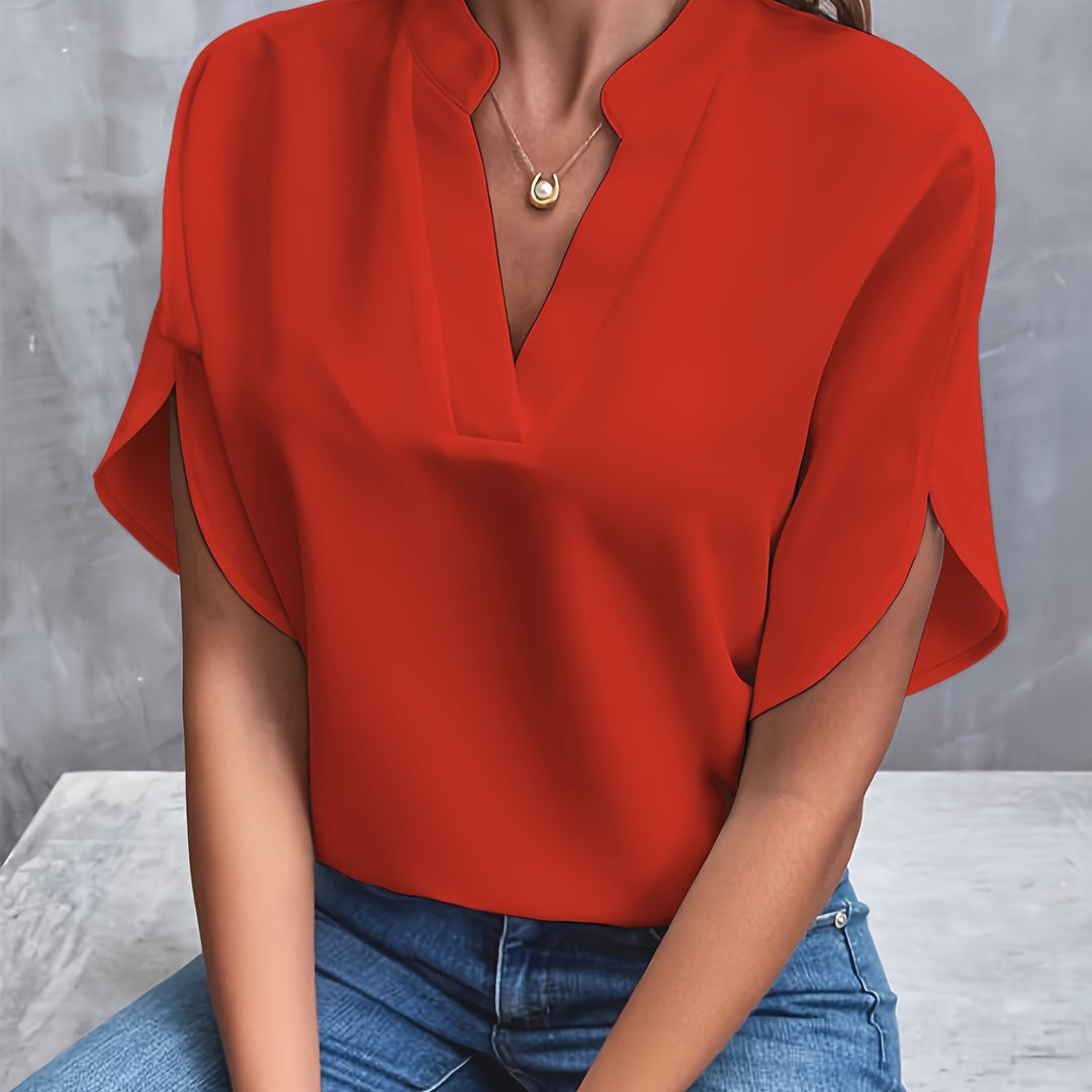 Women's Relaxed Fit V-Neck Short Sleeve Top