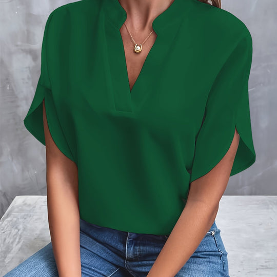 Women's Relaxed Fit V-Neck Short Sleeve Top
