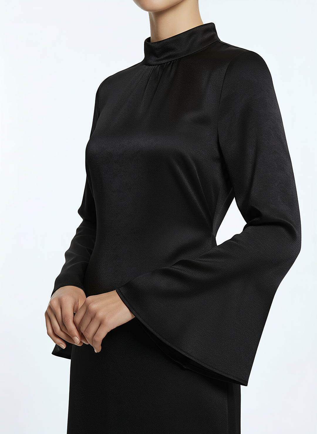 Women's Long-Sleeve Black Maxi Dress