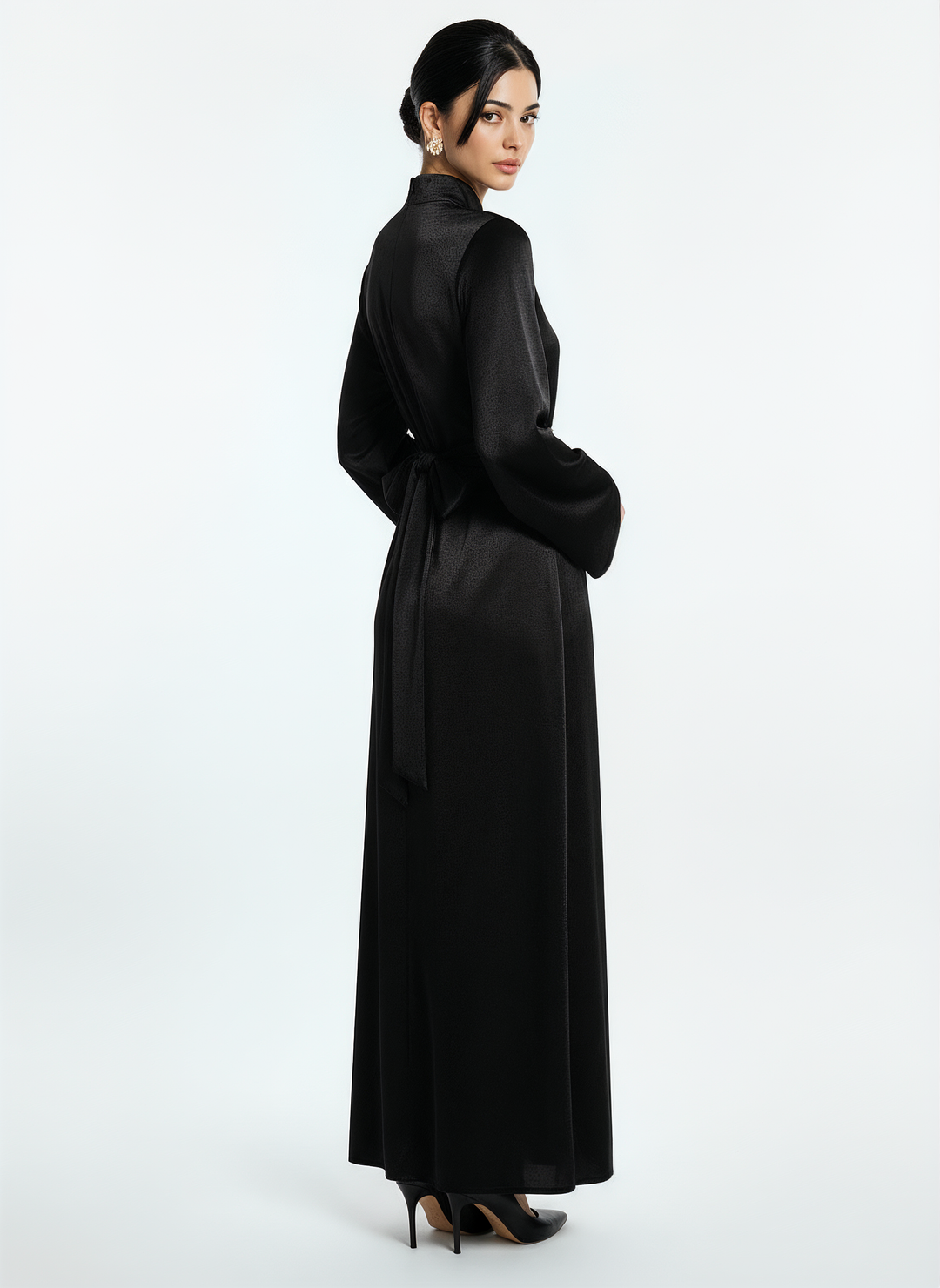 Women's Long-Sleeve Black Maxi Dress