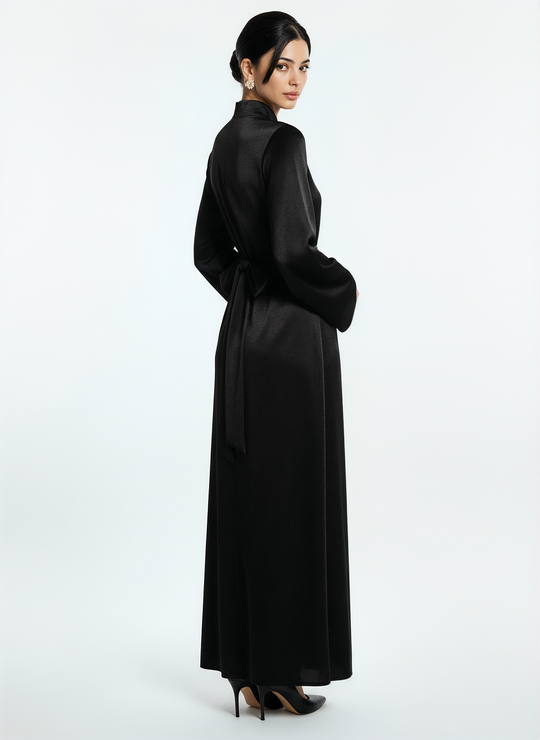 Women's Long-Sleeve Black Maxi Dress