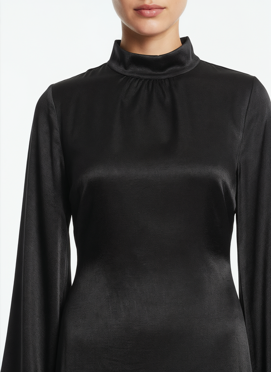 Women's Long-Sleeve Black Maxi Dress