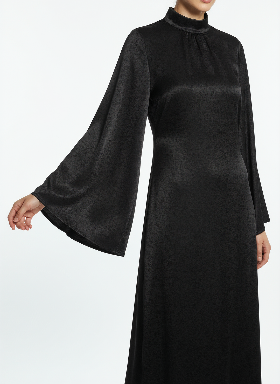 Women's Long-Sleeve Black Maxi Dress