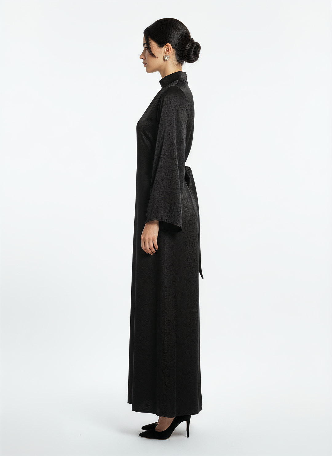 Women's Long-Sleeve Black Maxi Dress