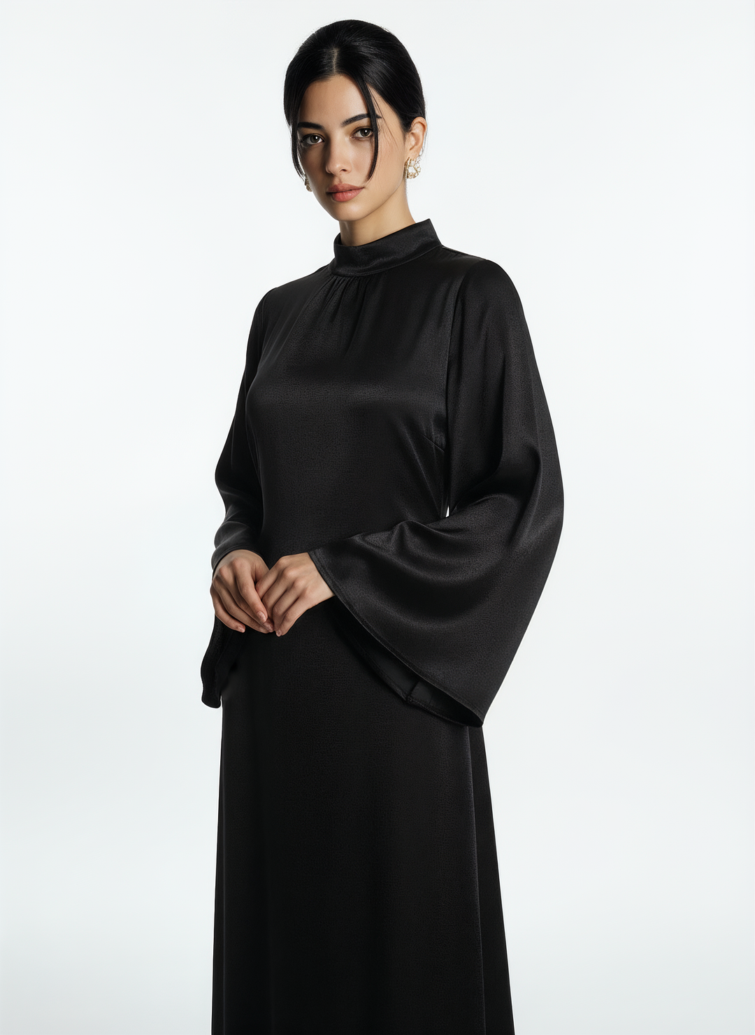 Women's Long-Sleeve Black Maxi Dress