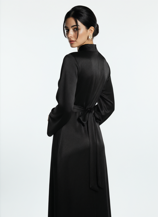 Women's Long-Sleeve Black Maxi Dress