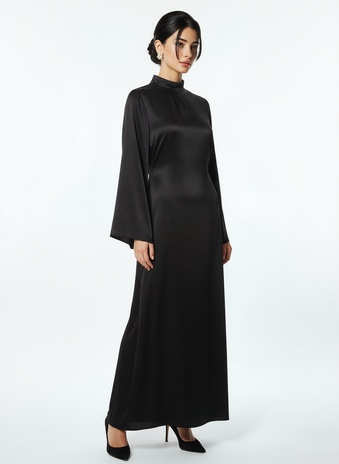 Women's Long-Sleeve Black Maxi Dress