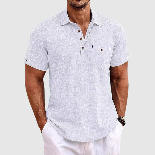 Men's Button Polo Shirt With Side Pocket