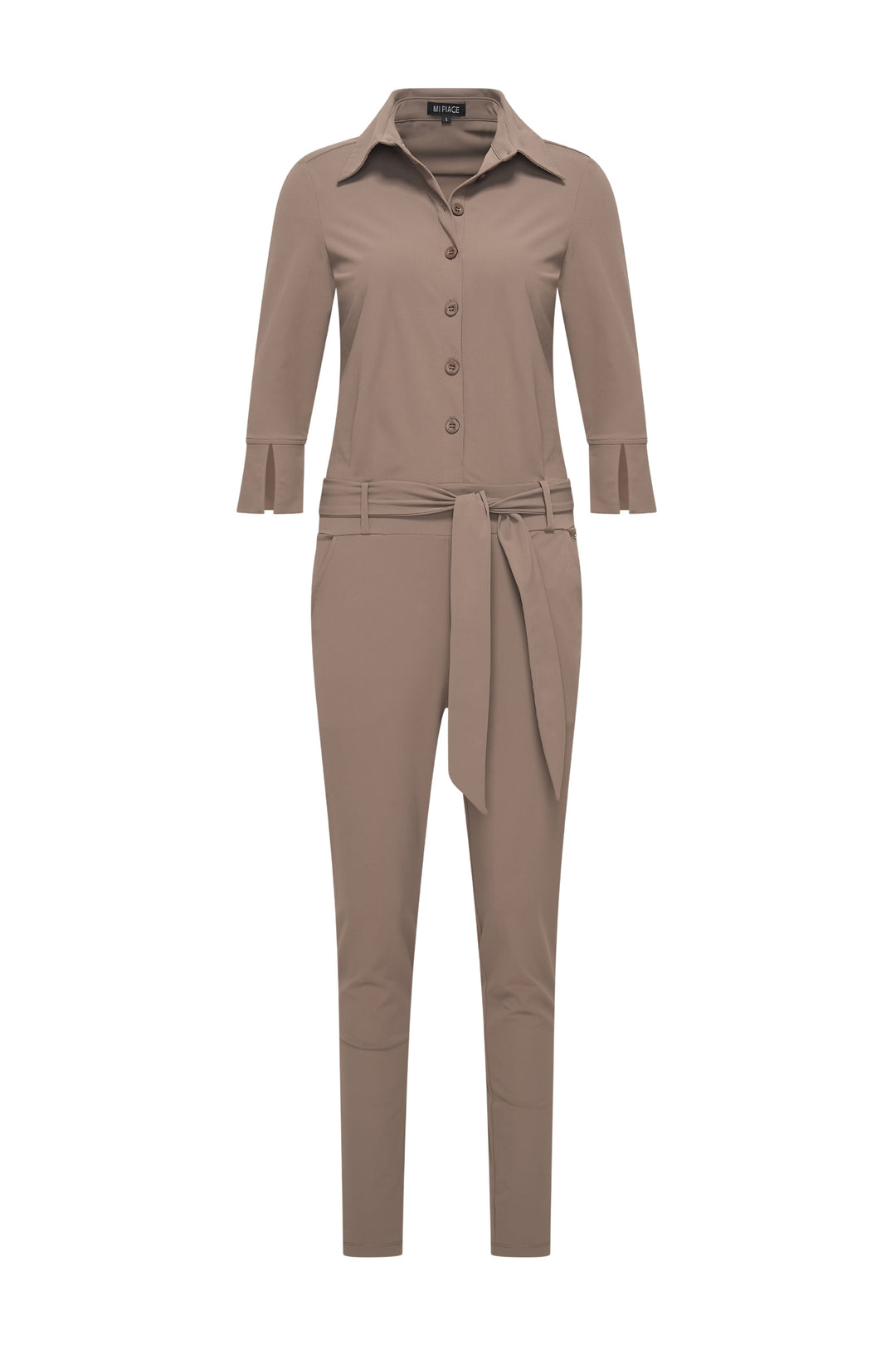 Women's 3/4 Sleeve Button Down Jumpsuit