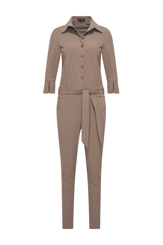 Women's 3/4 Sleeve Button Down Jumpsuit