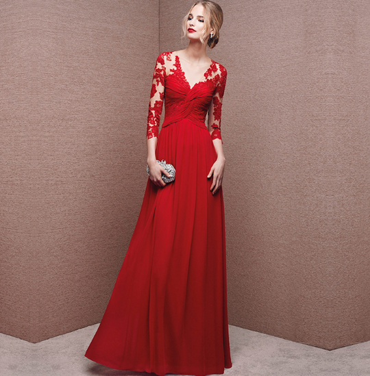 Womens 3/4 Sleeve Maxi Wedding Guest Dress