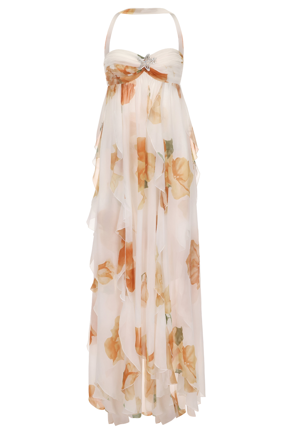 Women's Floral Backless Maxi Wedding Guest Dress