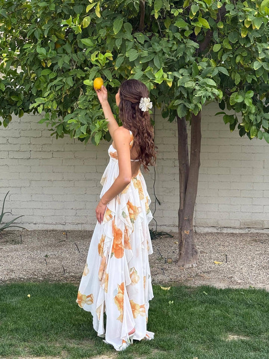 Women's Floral Backless Maxi Wedding Guest Dress