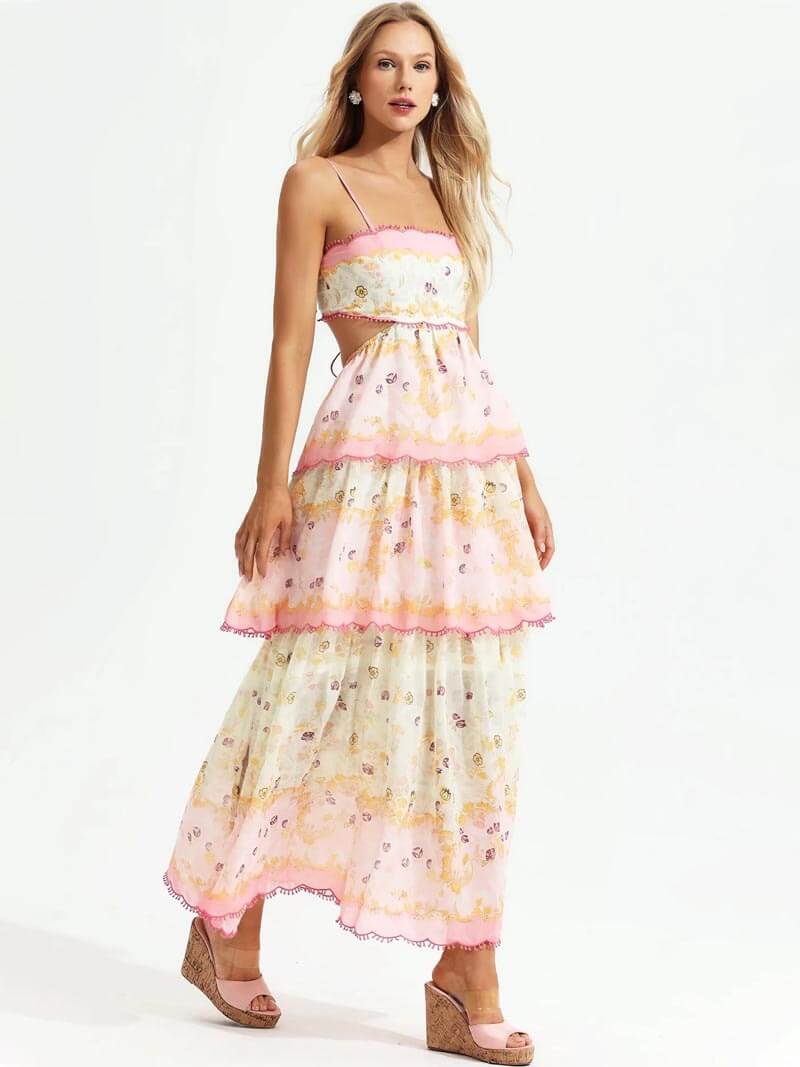 Women's Floral Summer Maxi Dress with Ruffles