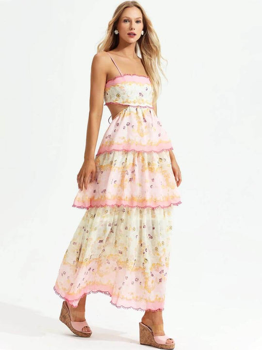 Women's Floral Summer Maxi Dress with Ruffles