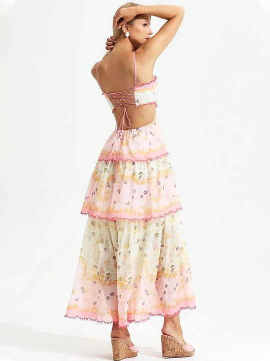 Women's Floral Summer Maxi Dress with Ruffles