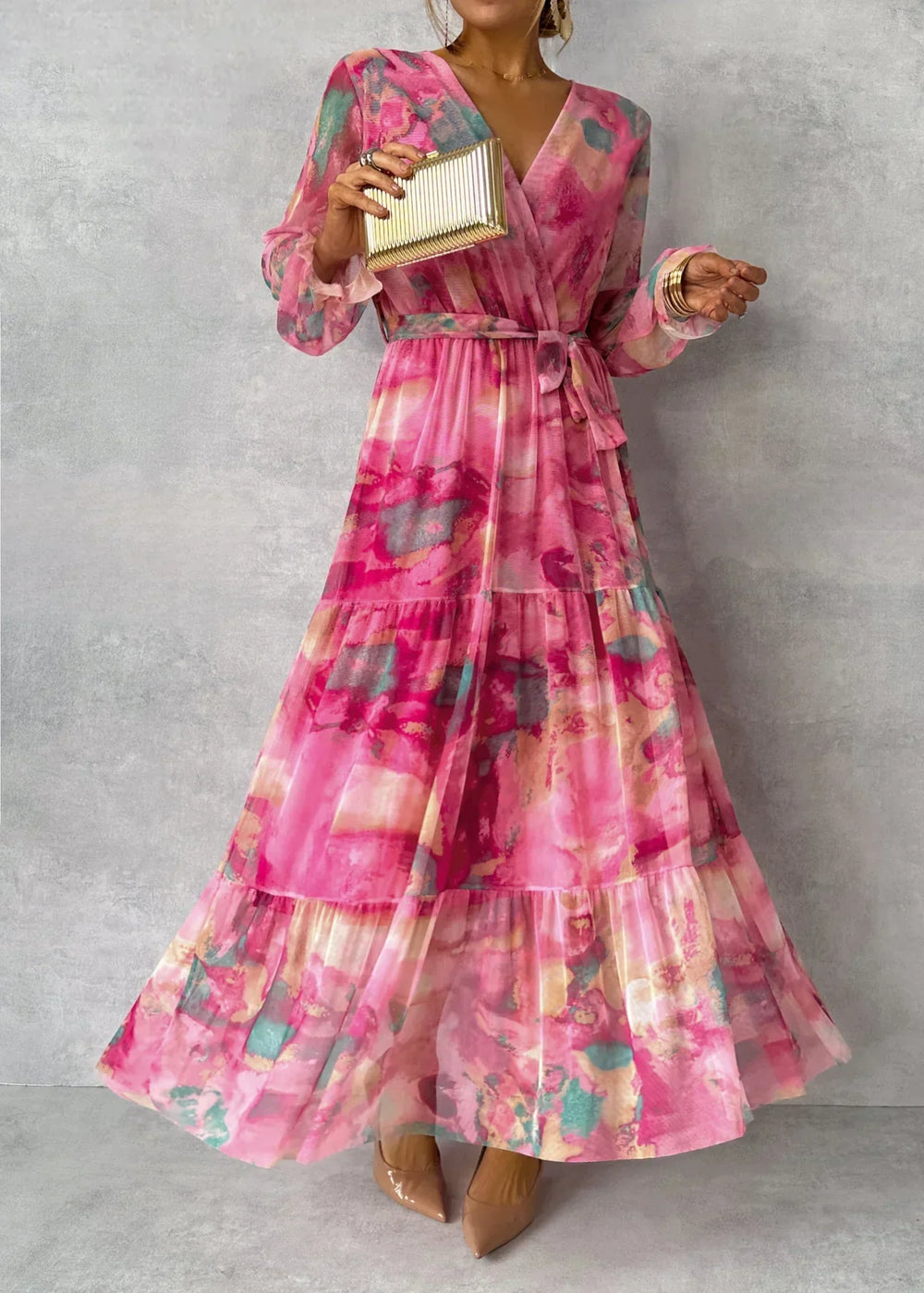 Women's Floral Wrap Summer Maxi Dress