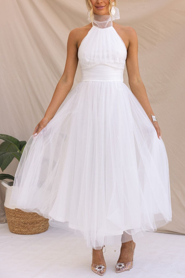 Women's Halter Maxi Wedding Guest Dress