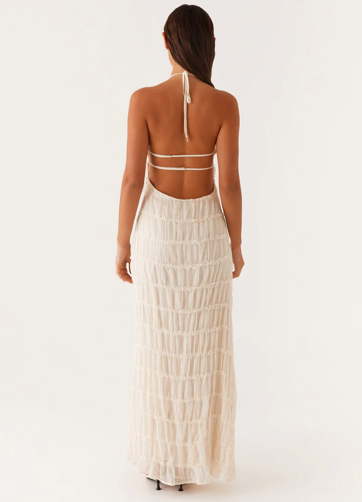 Women's Halter Neck Maxi Wedding Guest Dress