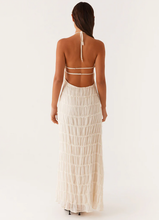 Women's Halter Neck Maxi Wedding Guest Dress