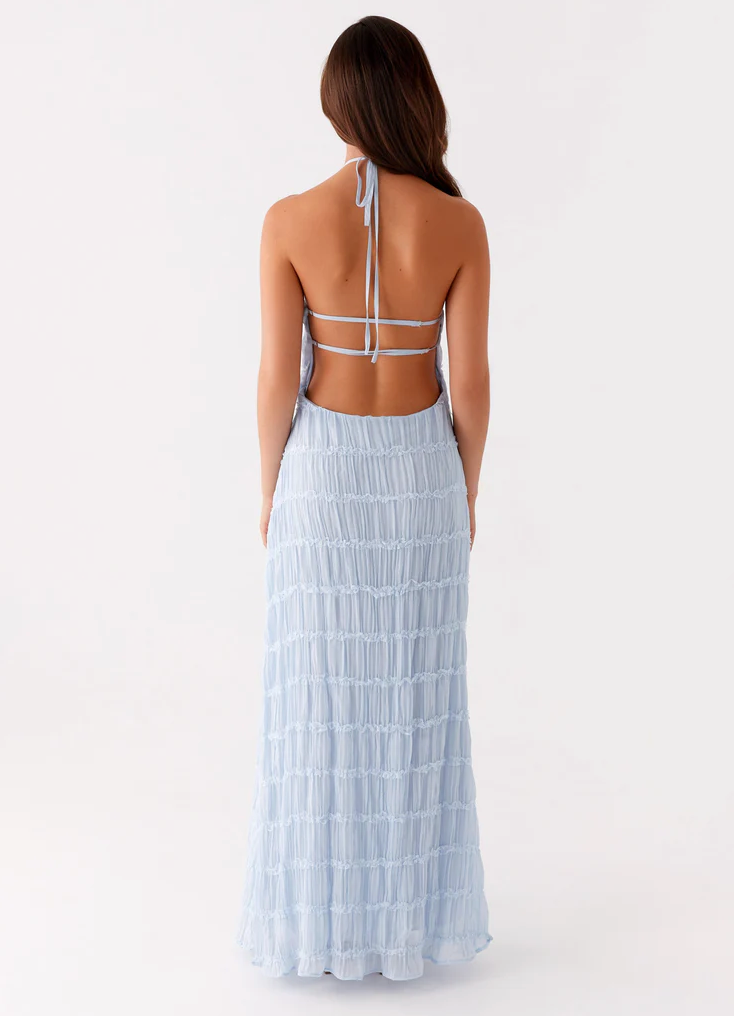 Women's Halter Neck Maxi Wedding Guest Dress