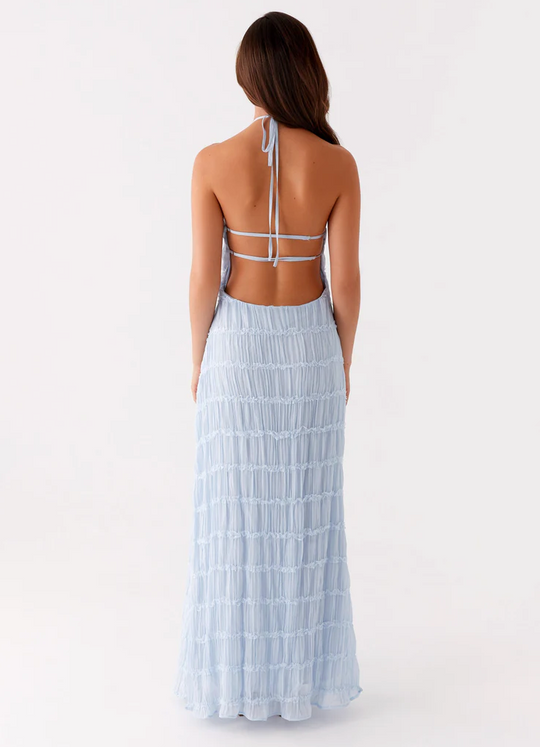 Women's Halter Neck Maxi Wedding Guest Dress