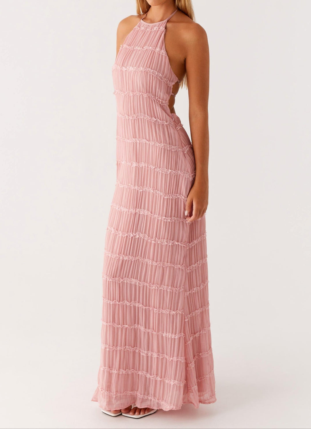 Women's Halter Neck Maxi Wedding Guest Dress