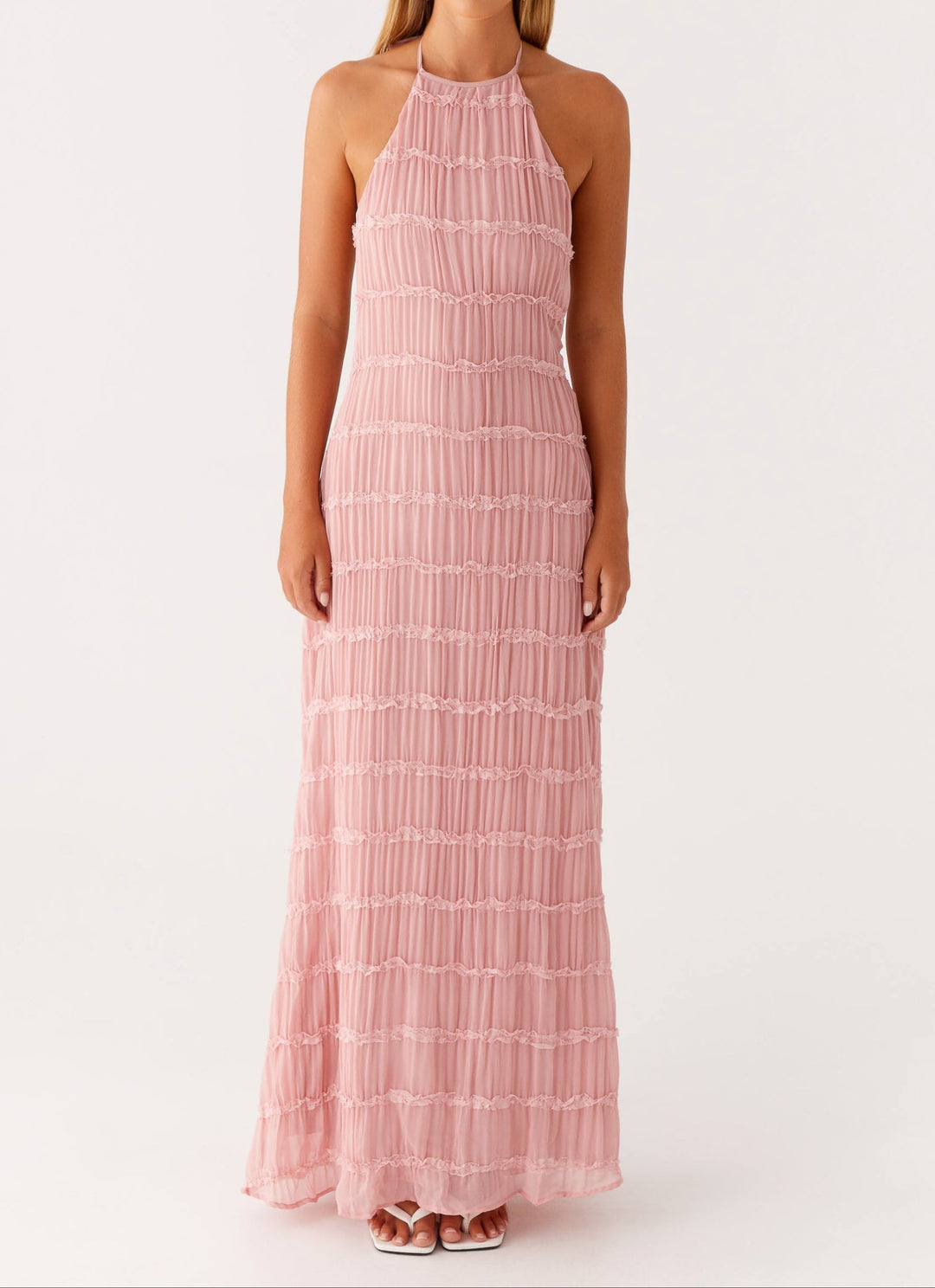 Women's Halter Neck Maxi Wedding Guest Dress