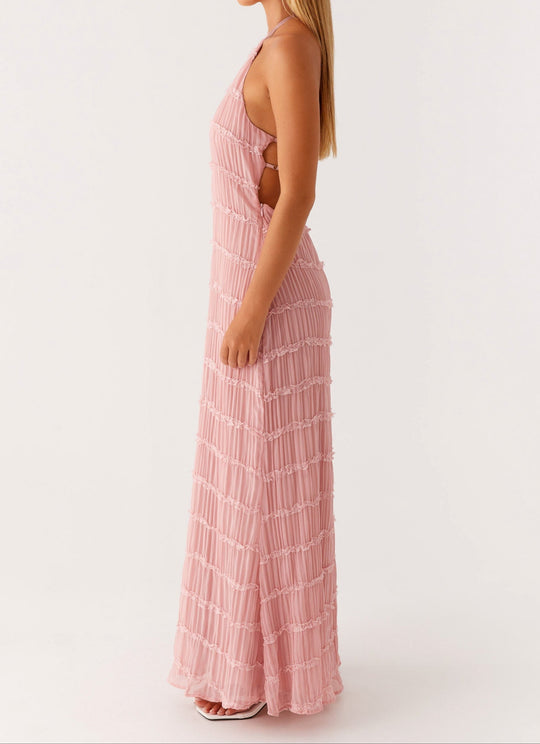 Women's Halter Neck Maxi Wedding Guest Dress
