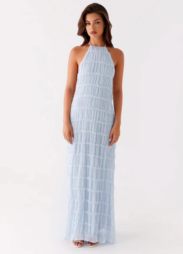 Women's Halter Neck Maxi Wedding Guest Dress
