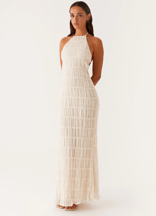 Women's Halter Neck Maxi Wedding Guest Dress