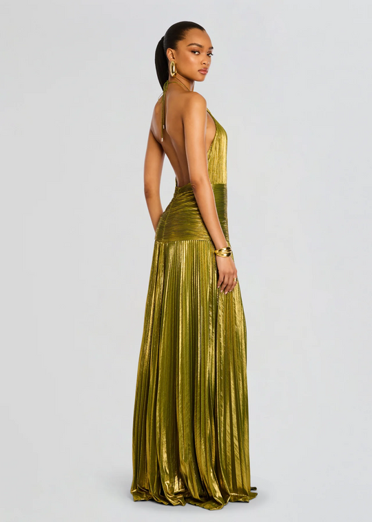 Women's Halter Neck Slit Maxi Wedding Guest Dress