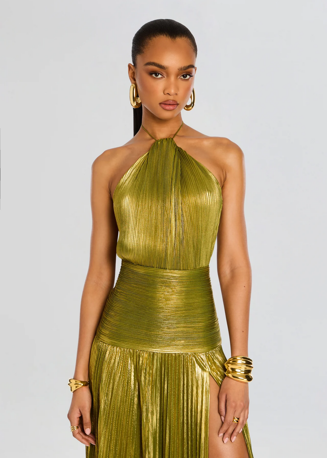 Women's Halter Neck Slit Maxi Wedding Guest Dress