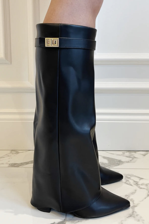 Women’s High Boots With Flap And Block Heel