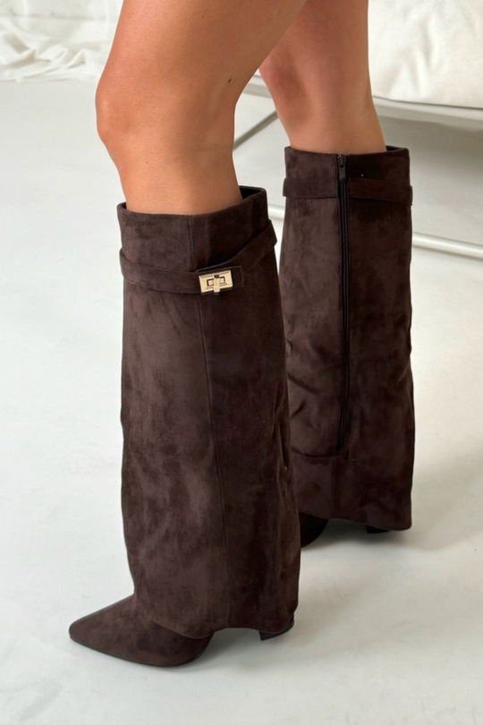 Women’s High Boots With Flap And Block Heel