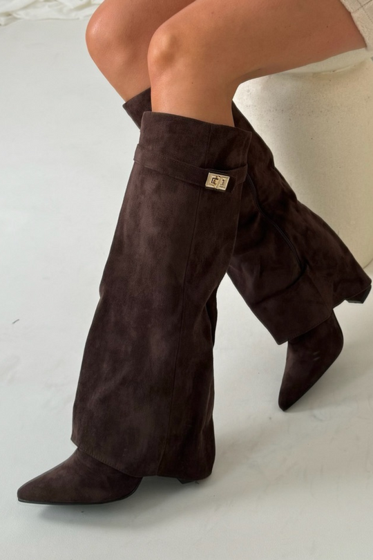 Women’s High Boots With Flap And Block Heel